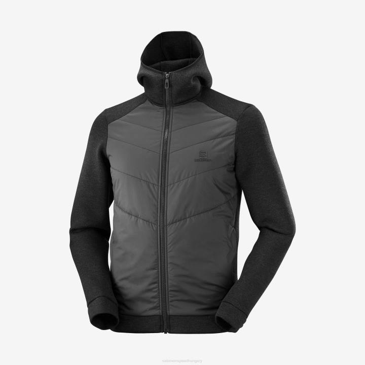T8841361 Salomon fekete-hanga férfi középső kabát kapucnival esszenciális xwarm hibrid black-heather