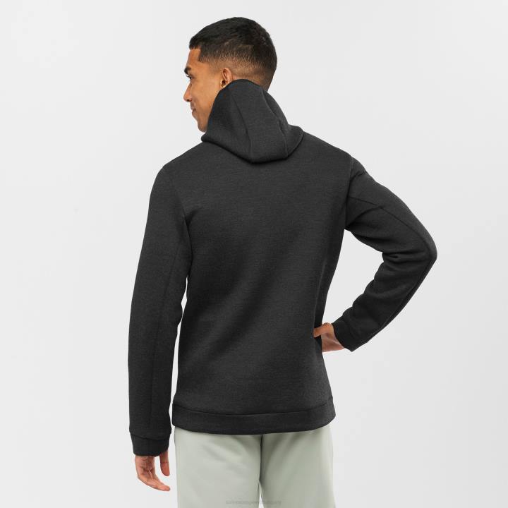 T8841361 Salomon fekete-hanga férfi középső kabát kapucnival esszenciális xwarm hibrid black-heather