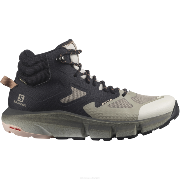 T8841507 Salomon khaki-fekete-mokkás mousse női túrabakancsok túrázást jósolnak középső gore-tex khaki-fekete-mokkás mousse