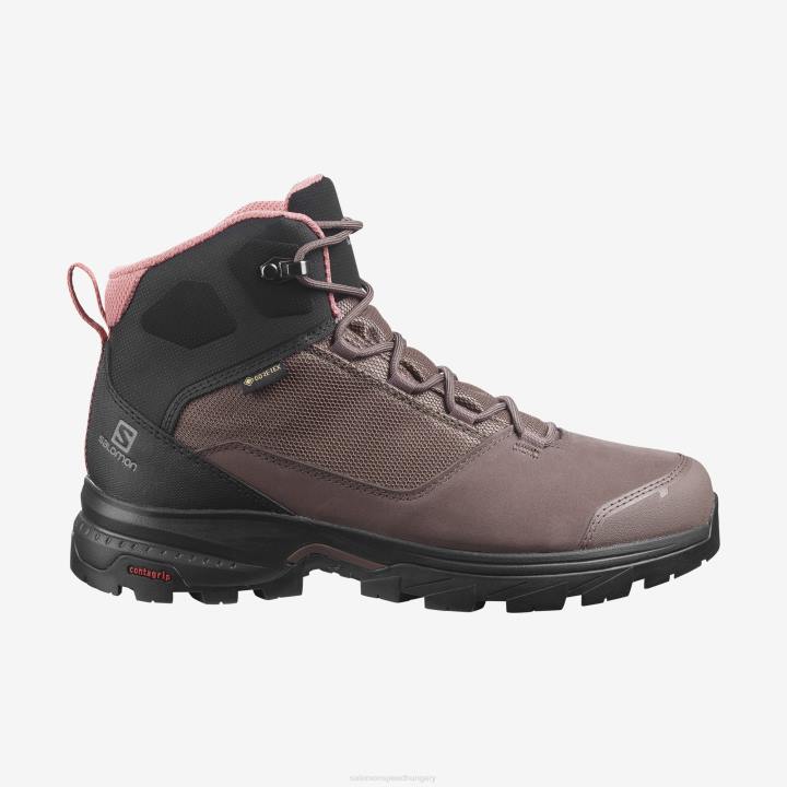 T8842270 Salomon bors-fekete-tégla por női túrabakancs kifelé gore-tex bors-fekete-téglapor