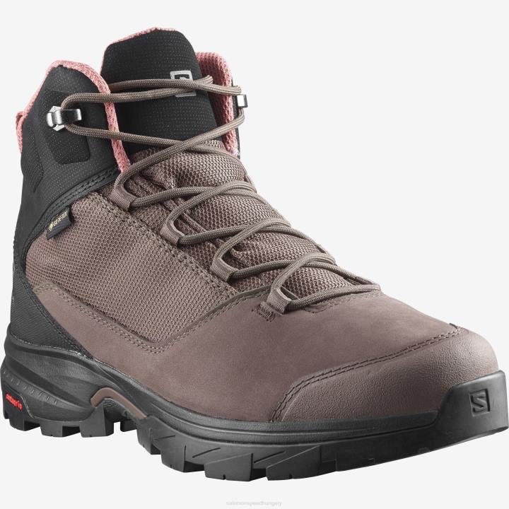 T8842270 Salomon bors-fekete-tégla por női túrabakancs kifelé gore-tex bors-fekete-téglapor