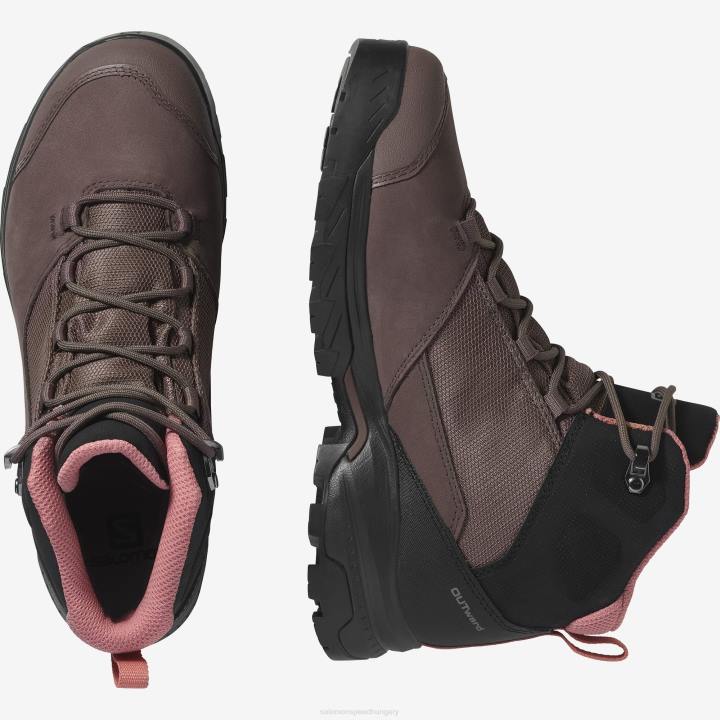 T8842270 Salomon bors-fekete-tégla por női túrabakancs kifelé gore-tex bors-fekete-téglapor