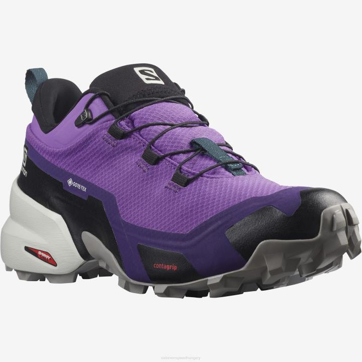 T8842276 Salomon lila-dérszürke-mély kékeszöld női túracipő cross hike gore-tex lila-dér szürke-mély kékeszöld