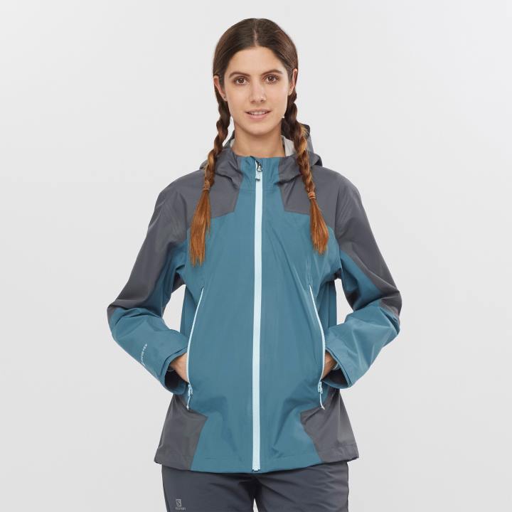 T884120 Salomon ébenfa/tőkés réce kék vázlatos gore-tex hibrid kabát női ében