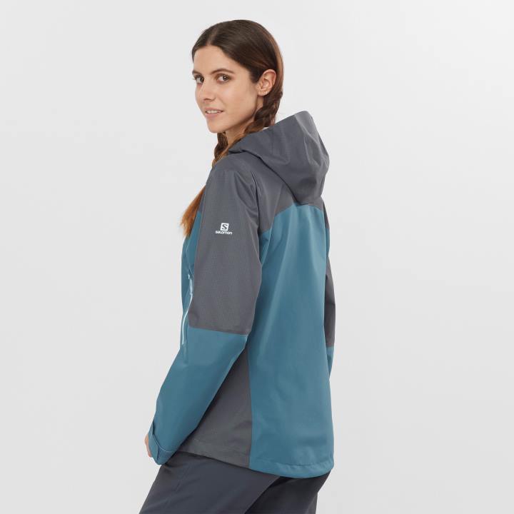 T884120 Salomon ébenfa/tőkés réce kék vázlatos gore-tex hibrid kabát női ében