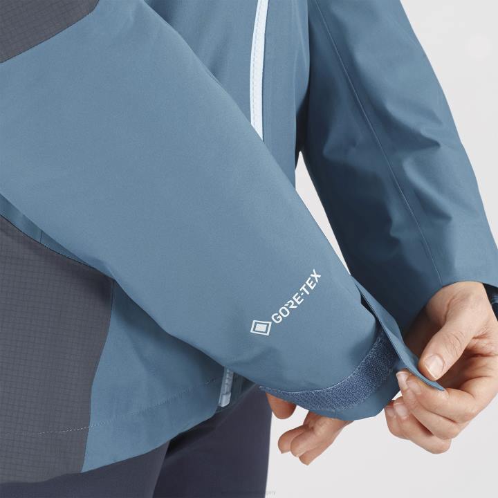 T884120 Salomon ébenfa/tőkés réce kék vázlatos gore-tex hibrid kabát női ében