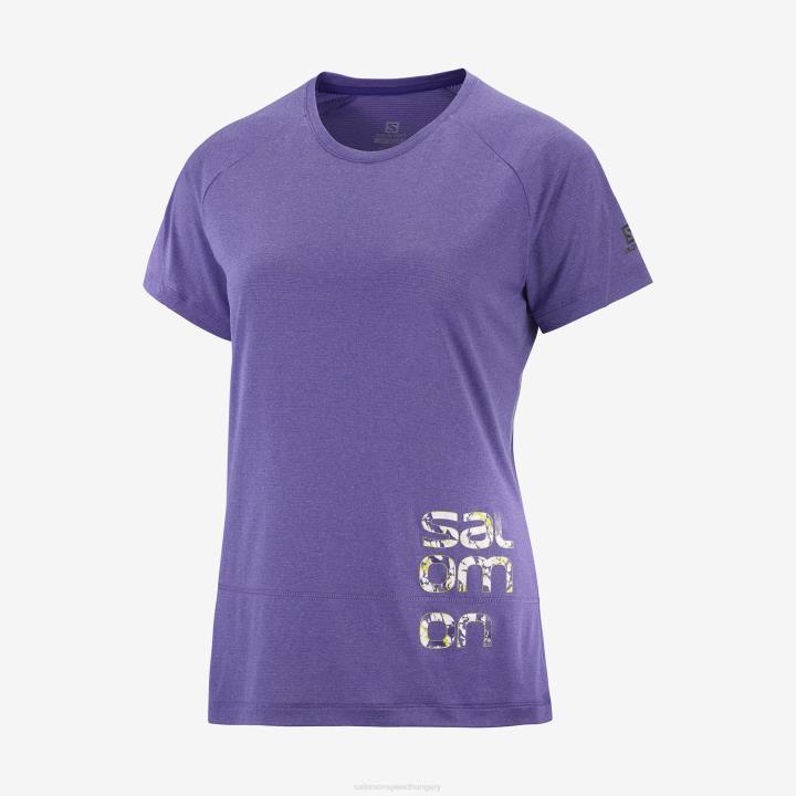 T884141 Salomon mélykék/hanga cross run grafikus női póló mélykék