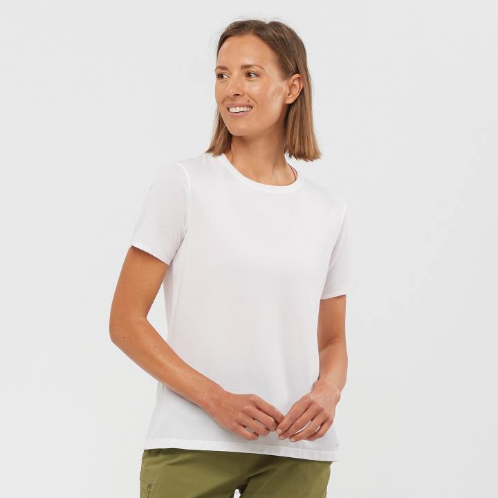 T8841637 Salomon fehér női rövid ujjú póló elengedhetetlen tencel fehér