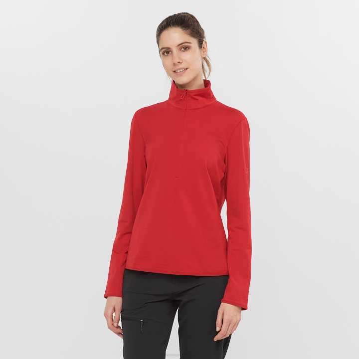 T8841679 Salomon piros chili női félcipzáras midlayer kabát esszenciális világos, piros chili
