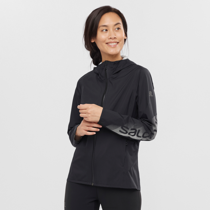T8841710 Salomon fekete-nocturne női shell kabát bonatti vízálló black-nocturne