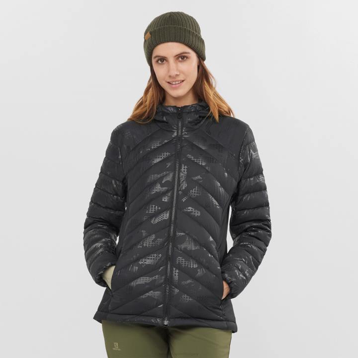 T8841724 Salomon fekete-ő női szigetelt kabát kapucnis pulcsi nélkülözhetetlen xwarm down black-he