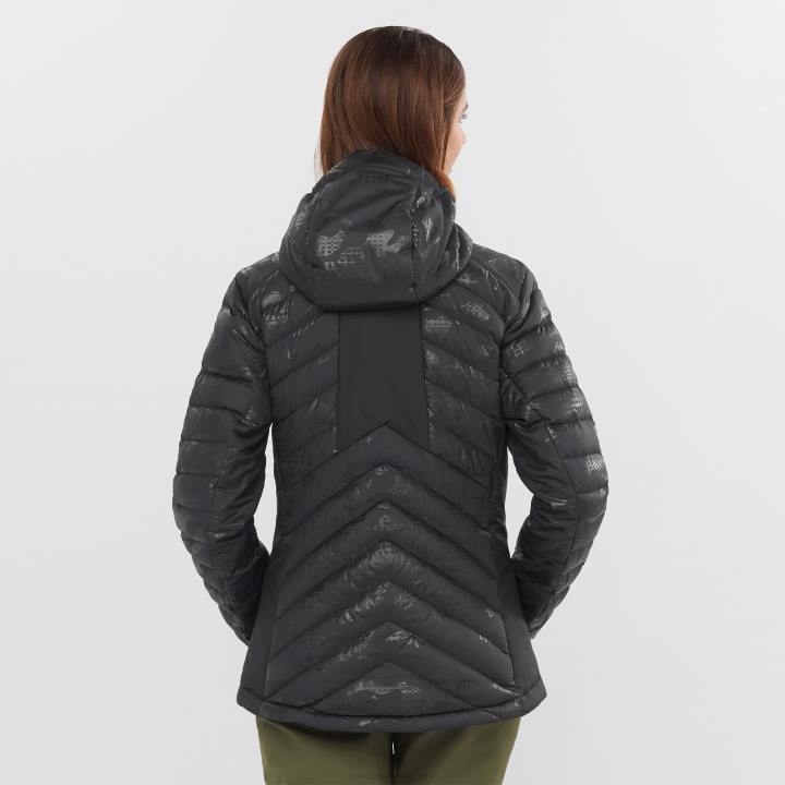 T8841724 Salomon fekete-ő női szigetelt kabát kapucnis pulcsi nélkülözhetetlen xwarm down black-he