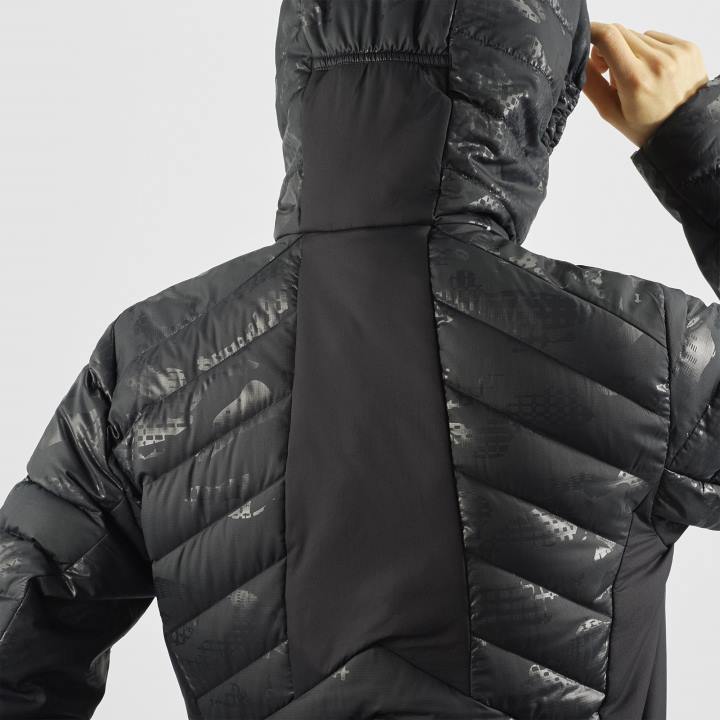 T8841724 Salomon fekete-ő női szigetelt kabát kapucnis pulcsi nélkülözhetetlen xwarm down black-he