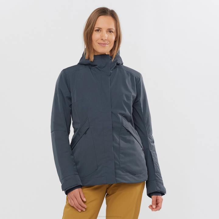 T8841750 Salomon ébenfa női szigetelt kabát kapucnis snow rebel ébenfa