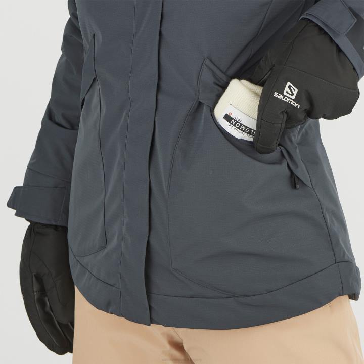 T8841750 Salomon ébenfa női szigetelt kabát kapucnis snow rebel ébenfa