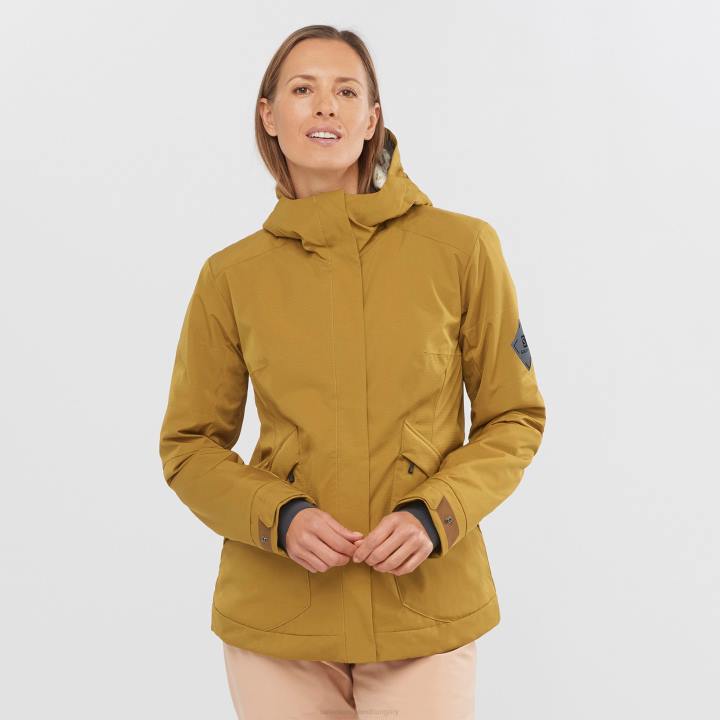 T8841751 Salomon kömény női szigetelt kabát kapucnis snow rebel kömény