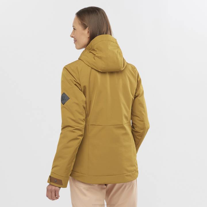 T8841751 Salomon kömény női szigetelt kabát kapucnis snow rebel kömény
