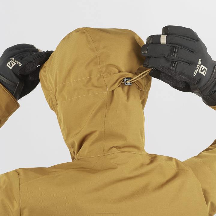 T8841751 Salomon kömény női szigetelt kabát kapucnis snow rebel kömény