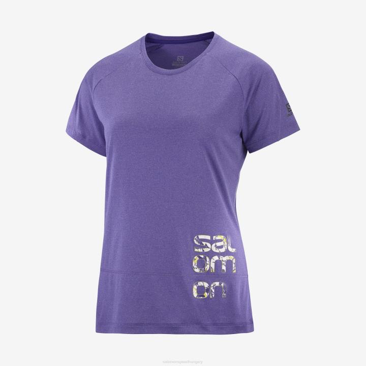 T8842450 Salomon mélykék/hanga cross run grafikus póló női mélykék hanga