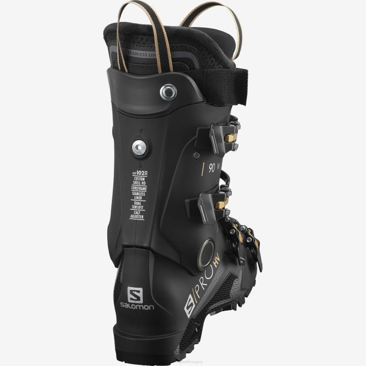 T8841889 Salomon fekete-belluga-arany csillogású női on-piste csizma s/pro hv 90 black-belluga